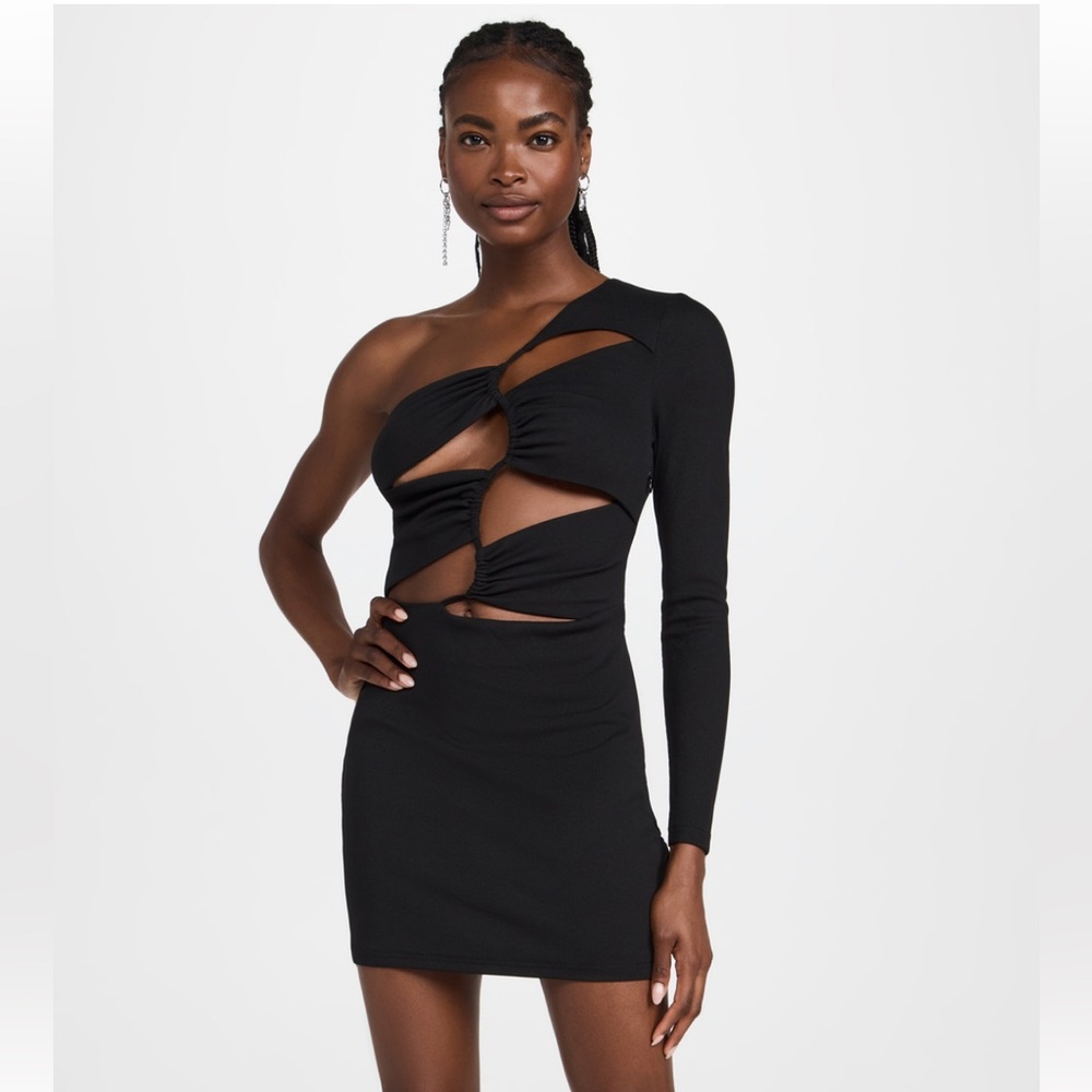 Atoir The Focus Dress - Black Asymmetrical One-Shoulder Bodycon Dress